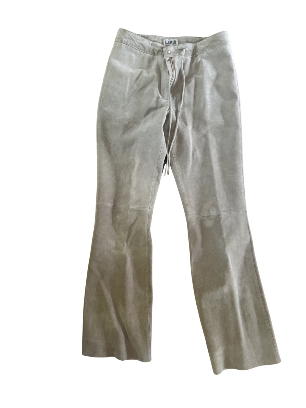 Suede Boot Cut Pants in Light Taupe